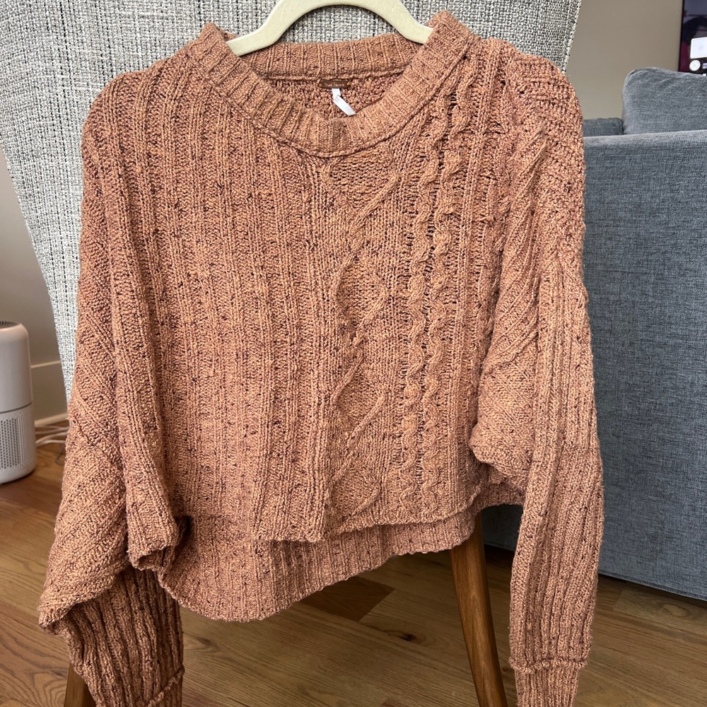 Free People Cozy Cable Knit Sweater - Brown
